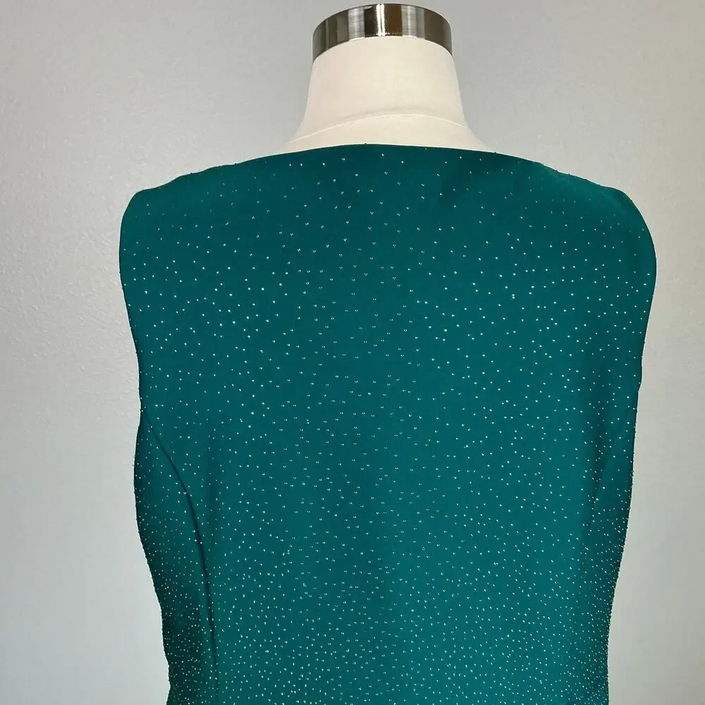 Calvin Klein Green Cocktail Dress Sequin Sleeveless Knee Length Sheath Size 22W - Picture 9 of 13